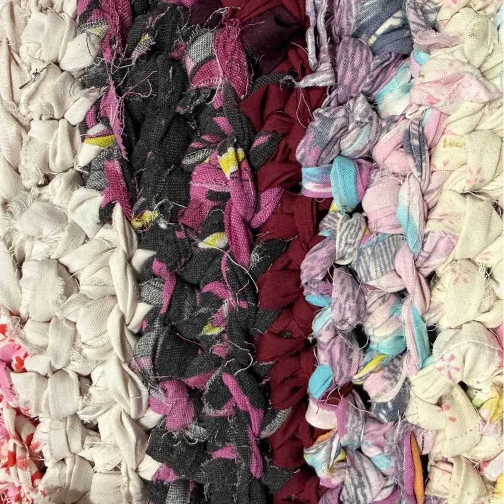 Handmade crocheted rag rug bathroom mat 26x20